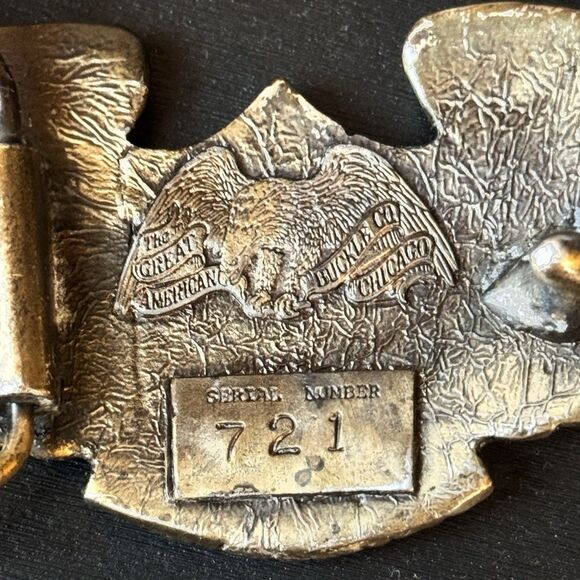 Vintage  American Belt Buckle Company  Made in USA!! 1976 brass Serial Number 72 - Picture 5 of 7